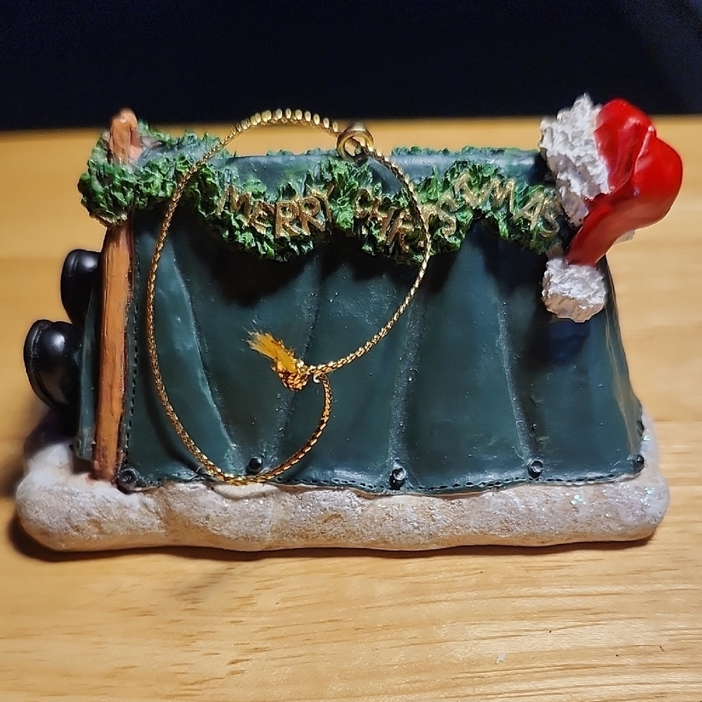 Camping Santa (Sleeping In Green Tent) Holiday Ornament - Picture 4 of 8